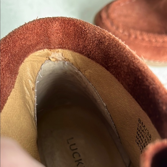 Lucky Brand Suede Wedge Moccasins Rust - Picture 2 of 5